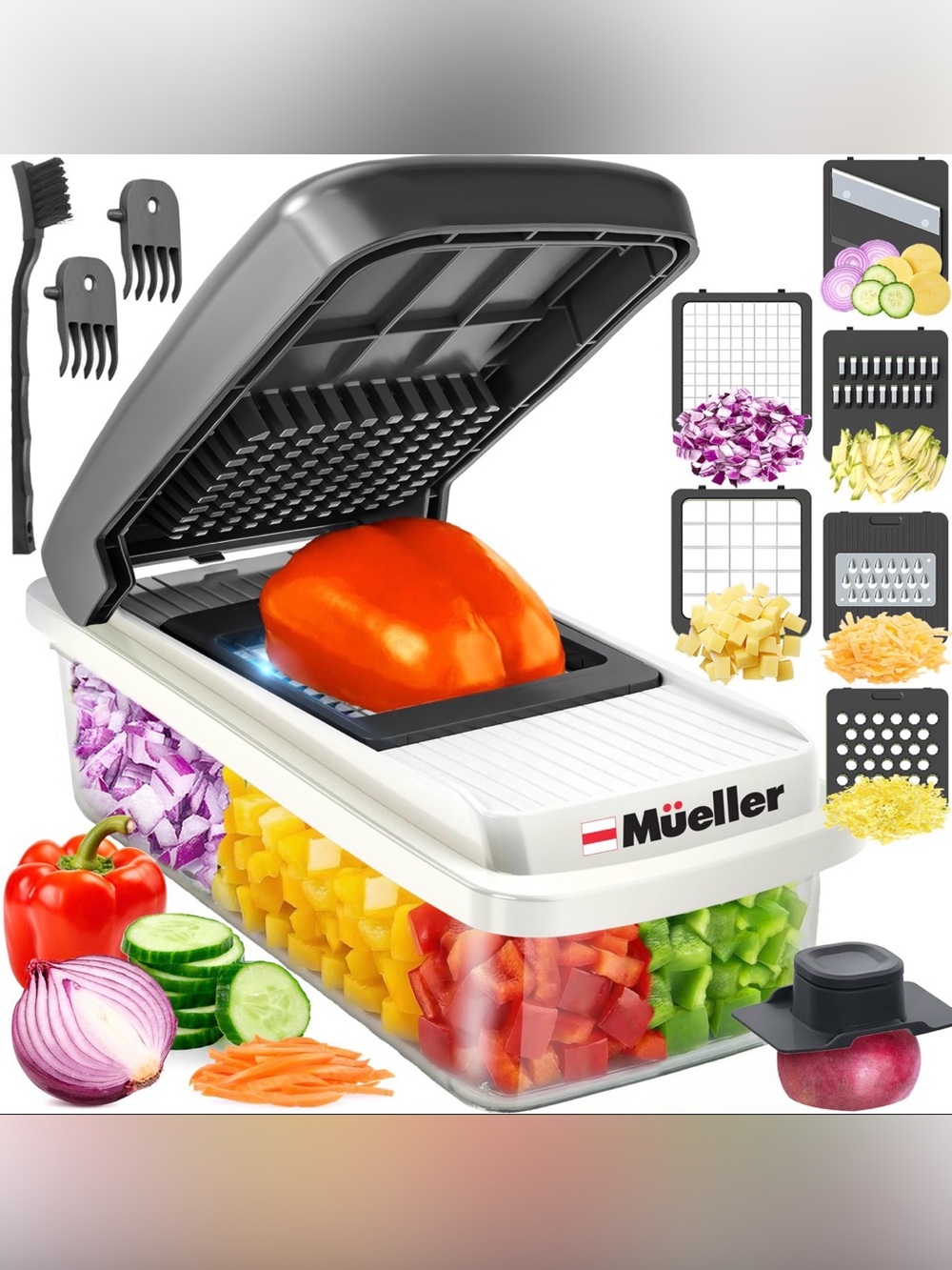 Mueller White and Black Multi-Function Vegetable Chopper